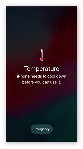 Aviso da Apple quando o iPhone está superaquecendo.