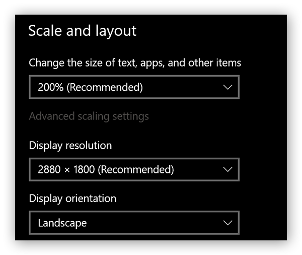 The Display Settings window that shows your monitor's display resolution.