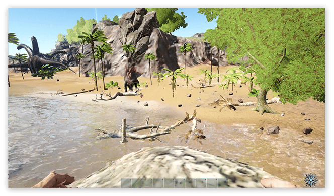 How low-quality graphics display in Ark: Survival Evolved.