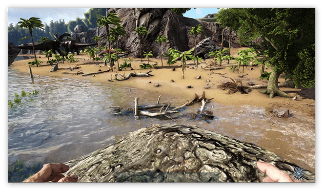 How medium-quality graphics display in Ark: Survival Evolved.