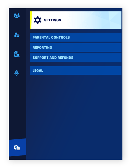 Opening settings in Fortnite