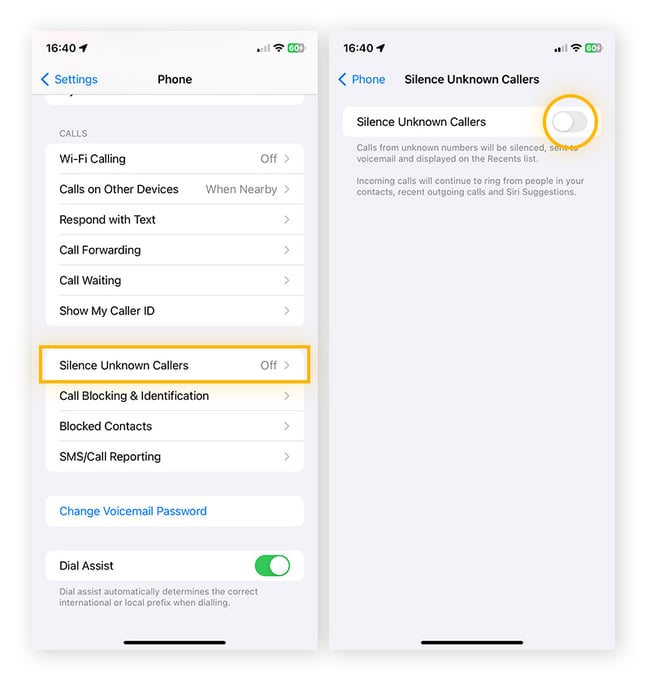 Vous pouvez bloquer les appels indésirables sur un iPhone en activant l’option Appels d’inconnus silencieux.