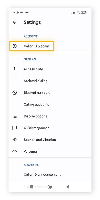 Tap Caller ID & spam so you can activate it to block all spam calls.