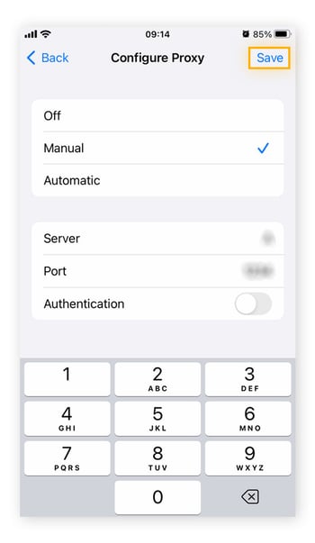 Using a proxy server to change your IP address on iOS.