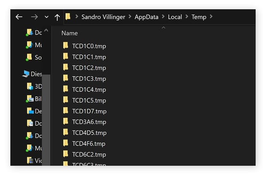 A bug with temporary files in Windows 10.