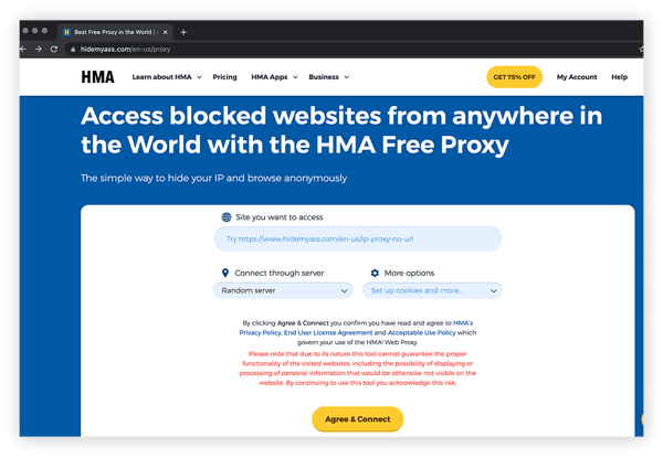 השתמש ב- Proxy האינטרנט של HMA כדי לבטל את חסימת האתרים בבית הספר או בעבודה