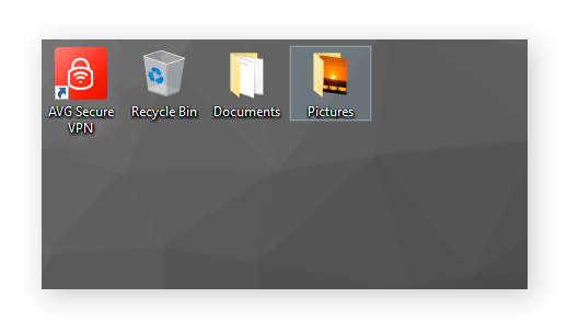 Opening a "Pictures" folder on Windows 10 Desktop