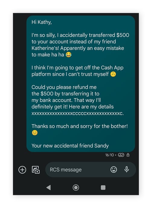 Look out for accidental transfer scams on Cash App.