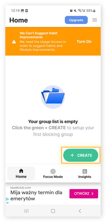 Creating a new blocked URLs list on BlockSite, a URL blocker extension.