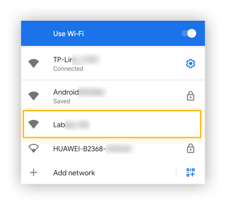 Unsecured Wi-Fi networks listed without lock symbols next to the network name.