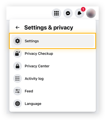Go to Settings within the Settings & privacy panel.