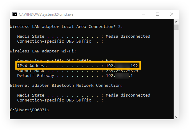 Digite “ipconfig” no prompt de comando para encontrar seu endereço IP local em todas as versões do Windows.