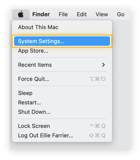 Abra el menú Apple > Configuración del sistema del Mac.