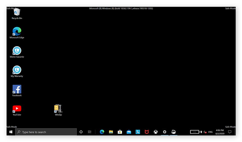 Safe Mode desktop