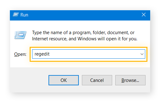 Opening regedit to edit the registry