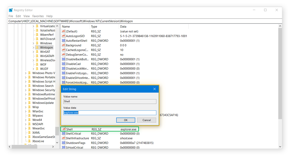  Modifica del Registro di sistema di Windows e verifica della presenza di malware.