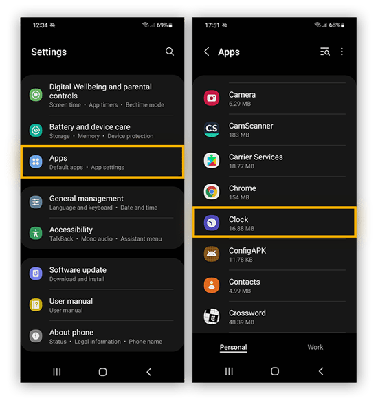 Finding your app list in Android to clear app data.