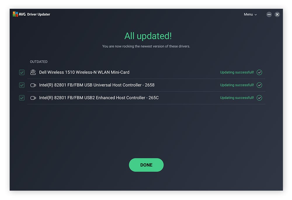 AVG Driver Updater automatically keeps your drivers updated.