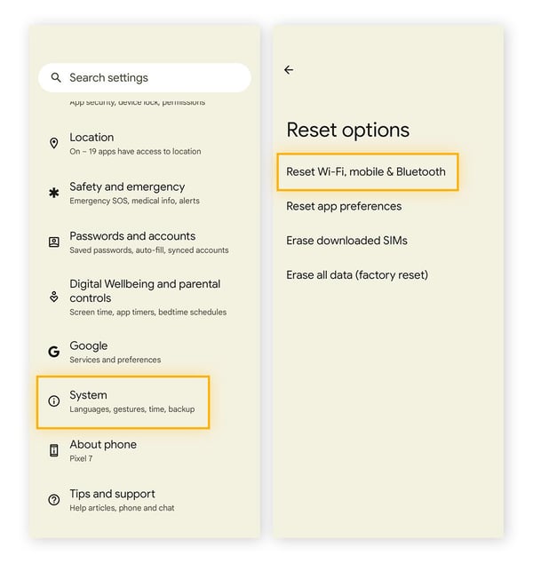  If your phone won't connect to Wi-Fi, you can reset network settings.