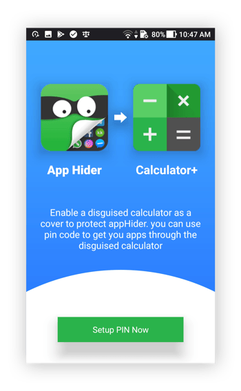 Activating the Calculator+ feature in App Hider for Android