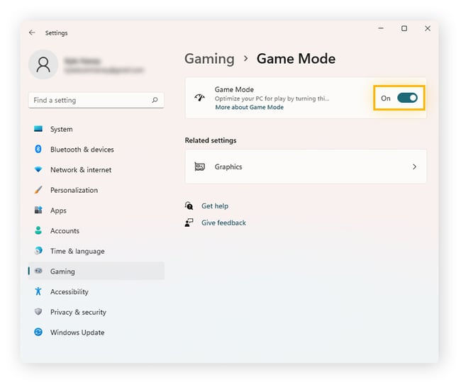 Boosting gaming performance by enabling Game Mode in Windows 11.