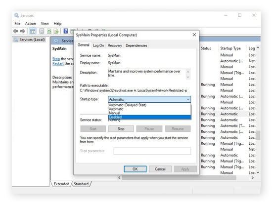 Desactivar SysMain en Windows 10