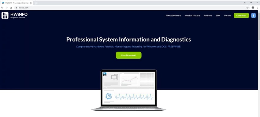 Downloading the system information and diagnostics tool HWiNFO