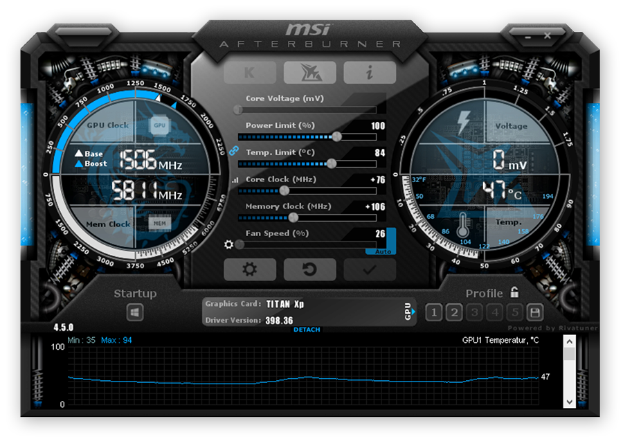 MSI Afterburner facilita el aumento de la frecuencia del reloj de la memoria de la tarjeta GPU.