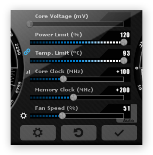 Increasing the power limit settings of your graphics card in MSI Afterburner.
