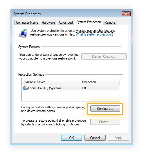 The System Properties menu in Windows 7 Ultimate