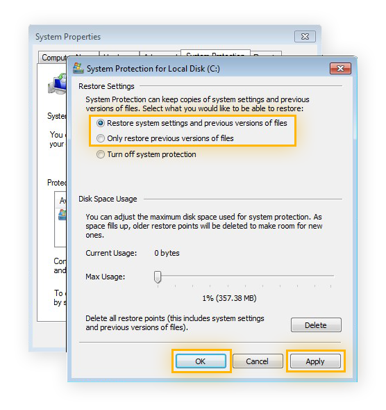 Activating System Protection in Windows 7 Ultimate