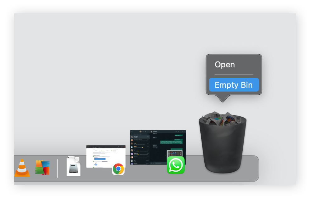 Emptying Trash on your Mac after removing unwanted or suspicious apps.