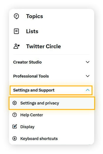 In Privacy and safety settings, go to Content you see