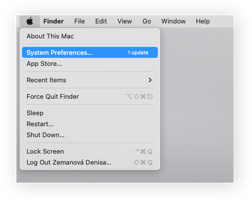 Umístění ikony Apple na ploše Mac