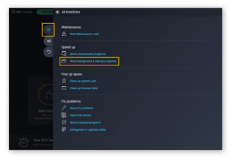 Anzeigen von Hintergrund- und Startprogrammen mit AVG TuneUp