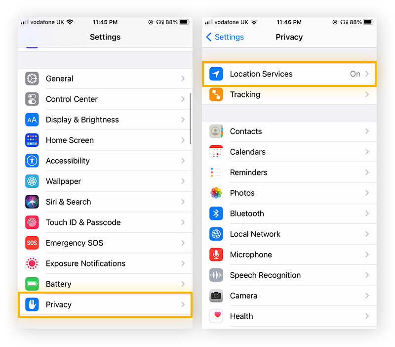 Para desactivar los servicios de ubicación en un iPhone, vaya a Ajustes y Privacidad.