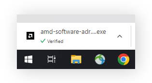 Clicking the .exe file to launch and install the downloaded AMD graphics driver.