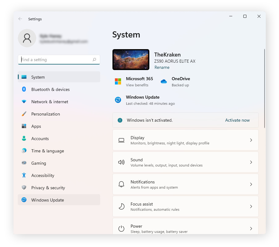 Opening the Windows Update panel in the Windows 11 Settings menu.