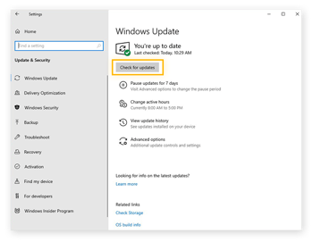 Windows 10 için Windows Güncellemesinde Güncellemeleri Kontrol Etme