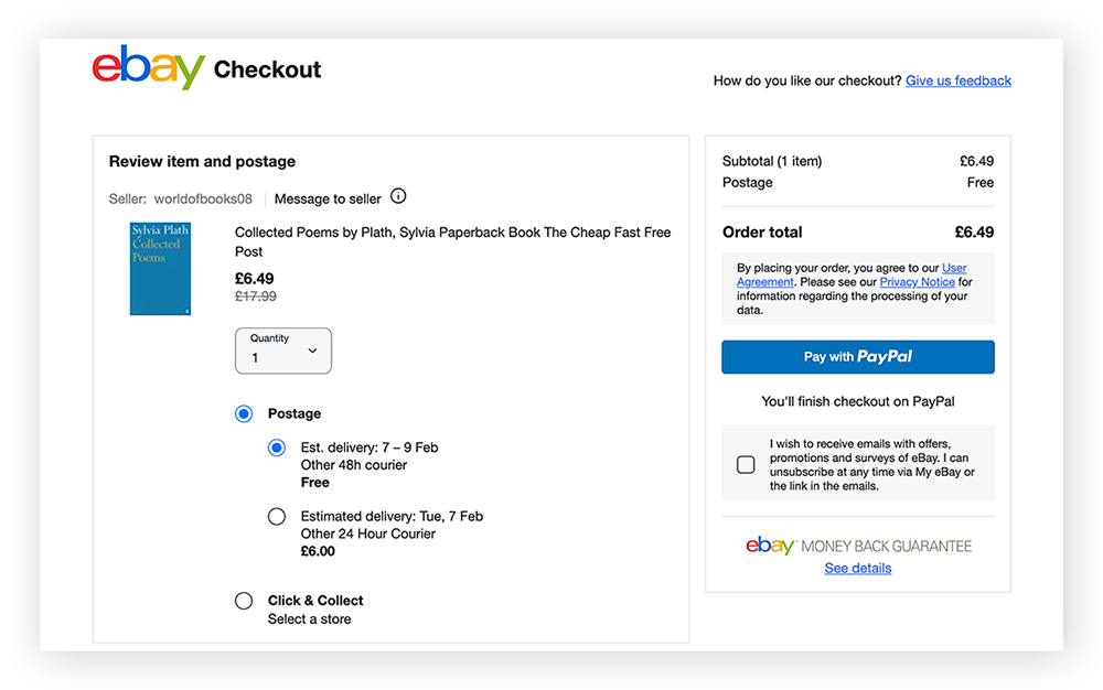 Paying for an eBay item with PayPal