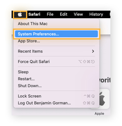 Open System Preferences from the Apple menu