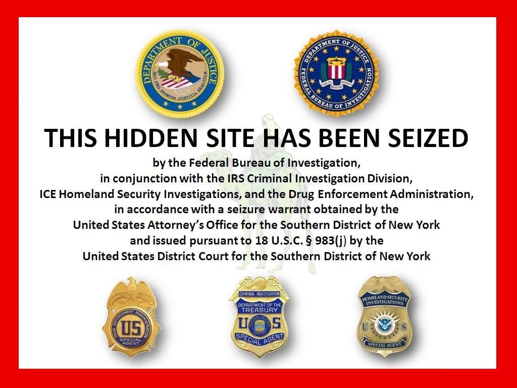  The FBI's official notice of Silk Road's seizure
