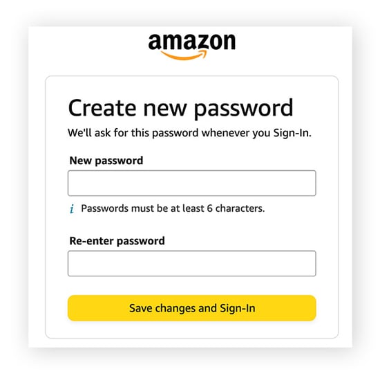 create a new password for your Amazon account