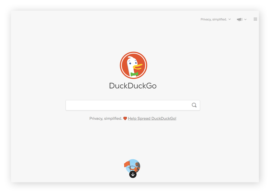 This displays the search engine webpage for DuckDuckGo, a highly specialized dark web search engine.