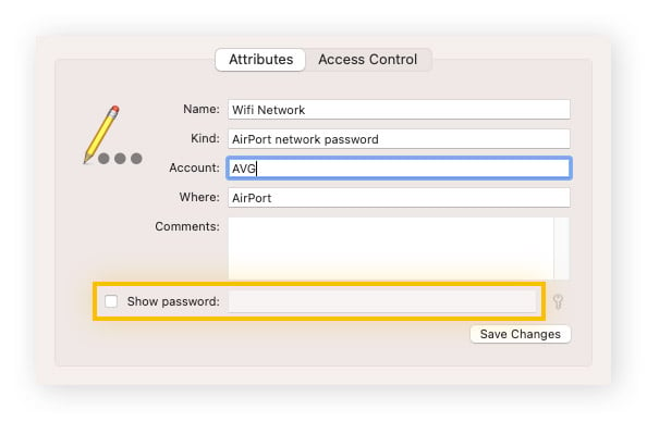 Screenshot showing how to find network security key on Mac