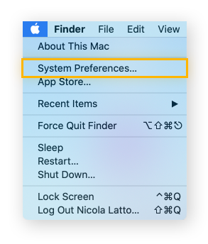 Opening the System Preferences in macOS