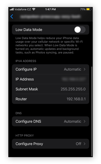 Acceder a la configuración de proxy en iOS