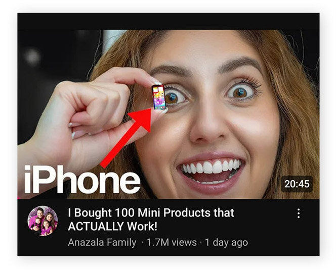  A YouTube video using a sensationalist headline and eye-catching thumbnail picture.