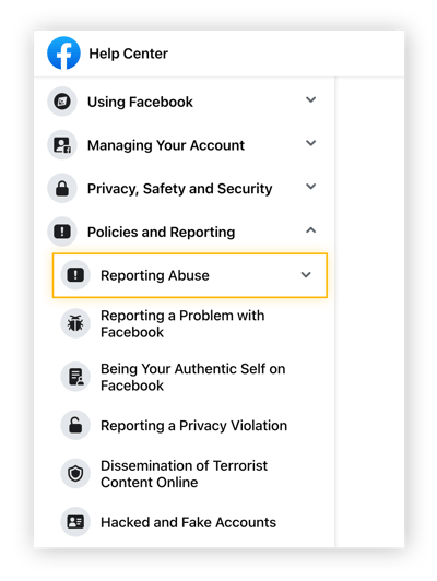 To report doxxing on social media, use the "Report Abuse" or "Report Bullying or Harassment" options.