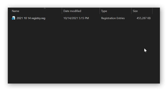 Per ripristinare uno stato precedente del Registro di sistema di Windows, importa la copia del registro salvata in precedenza.